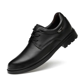  Модерен Мъжки модел Обувки с остър бомбе, Мъжки Ежедневни Бизнес Обувки дантела, кафяви, Черни Кожени обувки-Oxfords За Мъже, Големи Размери 35-47