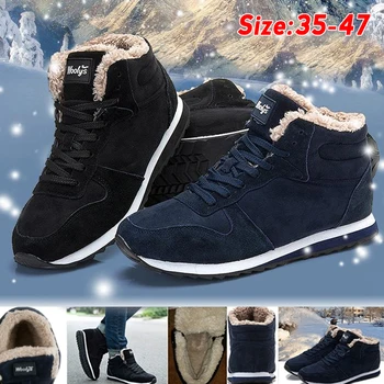  Мъжки обувки, мъжки зимни обувки, Модни Зимни обувки, обувки, Големи Размери, Зимни туристически Обувки, мъжки обувки на Щиколотке, зимни обувки, черна, синя обувки
