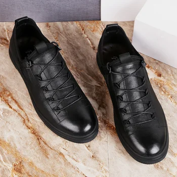  Мъжки обувки Пролет 2020 г., Естествена кожа, Висококачествена пет-звезден Брандираната Градинска черна Класическа Ежедневни обувки Дантела, Големи Размери 48