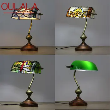  Настолна Лампа OULALA Тифани LED Модерна и Креативна Цветна Стъклена Настолна Лампа Нощна Декор За Дома Хол Спалня