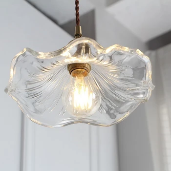  начало декор във формата на цвете окачен лампа led артистичен дизайн блясък прозрачно стъкло лампа полилей осветление