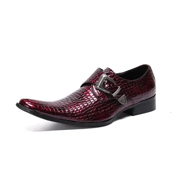  Нова лятна Ежедневни мъжки класически Модни обувки с индивидуален дизайн По-ниските обувки в стил ретро с остри пръсти от телешка кожа с петна Крокодилска кожа Мъжки обувки