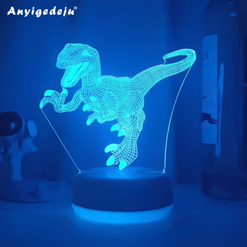  Нова Серия Динозаври 16 Цвята 3D Led нощна светлина, Лампа С Дистанционно Настолни Лампи, Играчки, Подарък За дете Декорация на Дома, 3D лека нощ