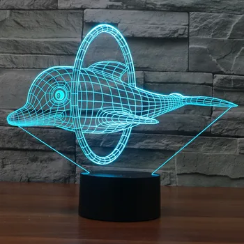  Прекрасен Делфин 3D лека нощ Стерео led Визия Риба Лампа Цветна USB Нощни лека нощ За Спалня Творчески Лампа За Животни Играчка За Подарък