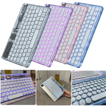  Прозрачна клавиатура Универсална Безжична Клавиатура със защита от пръстови отпечатъци, съвместима с Bluetooth за преносими компютри и настолни компютри