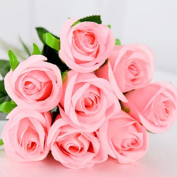  Розов цвят Момента на Докосване на Роза Декор Роза Изкуствени Цветя Копринени Цветя Латекс Булчински Букет Парти за Рожден Ден, Коледни Цветя