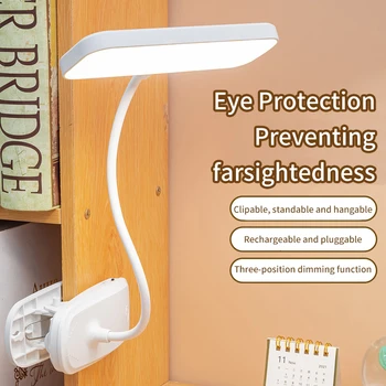  Светодиодна Настолна Лампа за Защита на Очите с Клипс Usb Акумулаторна Настолна Лампа 360 ° Гъвкава Учебна Лампа За Четене на Книги в Спалнята лека нощ
