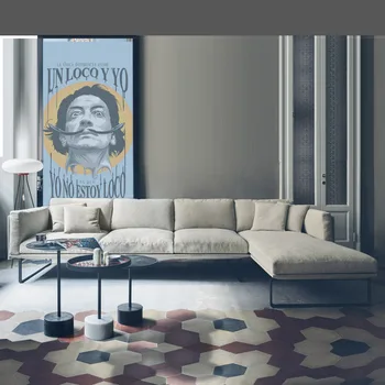  Скандинавска малка семейна комбинация от Италиански минималистичен лесен луксозен кожен диван на първия слой в индустриалния стил ъглов диван Изкуство