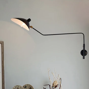  Скандинавски Монтиран На Стената Лампа, Черен Led Лампа За Спални Лампа За Вътрешно Осветление De Lampe Chevet Модерен Регулируема Промишлен Монтиран На Стената Лампа