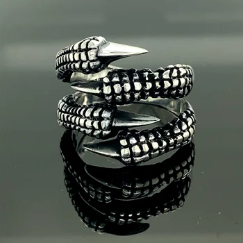  Сребърен пръстен с орлиным нокът, Пръстен с орел, подарък за мъже, Сребро 925 карата, подарък за него