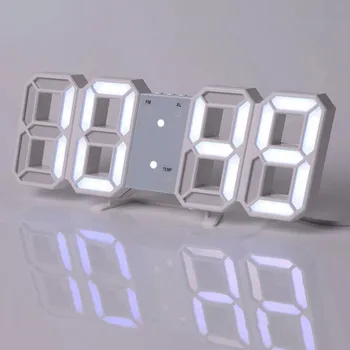  Съвременно Цифрово 3D led украса Horloge Murale Alarme Montre 12-24 Heures Affichage USB Moderne за спалня и Всекидневна