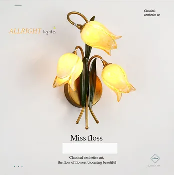  Творческо Моделиране на Цветя, с монтиран на стената лампа, пиано Бар праскова цвете Декор на Светлина Желязо E27 завод за Осветителни Тела
