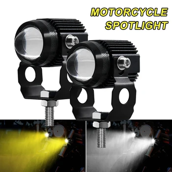  Универсален Прожекторите Лампа Мотоциклет LED Светлини Обектива на Проектора Двоен Цвят ATV Скутер за Шофиране Cafe Racer Светлина Помощен