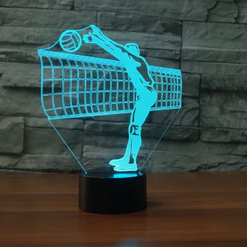  Цветна 3D Led нощна светлина С чувствителен на Допир Бутон Настолна Настолна Лампа За Волейбол Спортен Дизайн Декор Спални Странен Подарък
