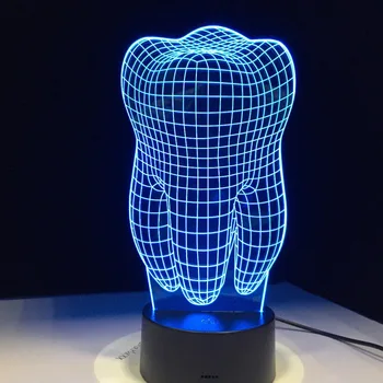  Чудесна Илюзия Зъб 3D Led нощна светлина Акрилни Цветни Деца Детска Спалня USB Настолна Лампа Хладно Лампа като подарък за зъболекар