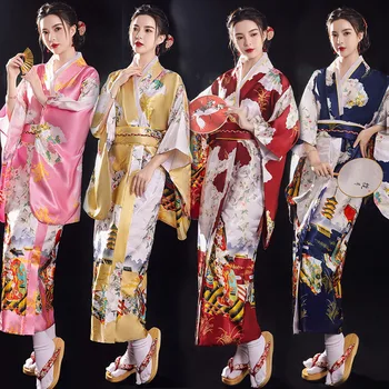  Японски Традиционни Рокли Кимоно Cosplay Костюм На Жената Дами Гейша Хаори Юката Кимоно Обличам Костюм